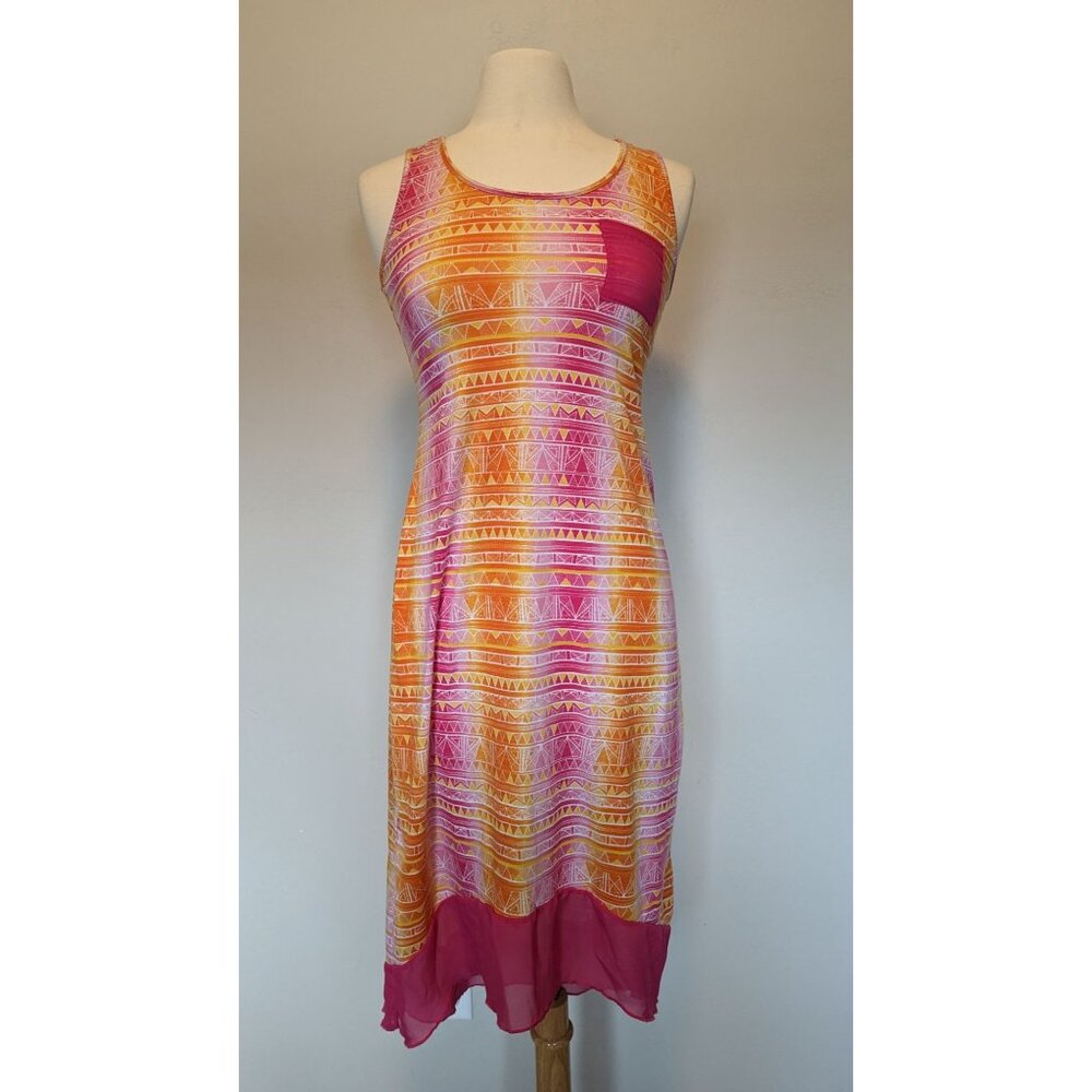 Miss Understood XL Sleeveless Geometric Print Pink & Orange Dress